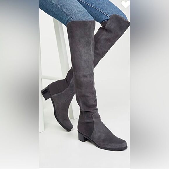 New Stuart weitzman reserve 5050 over the knee suede boots slate gray - Picture 1 of 15